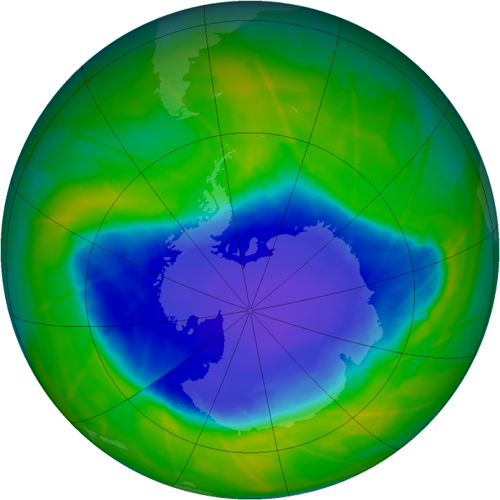 Antarctic ozone map for 09 November 2010